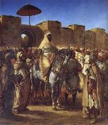 Eugene Delacroix Mulay Abd al-Rahman,Sultan of Morocco,Leaving his palace in Meknes,Surrounded by his Guard and his Chief Officers Germany oil painting artist